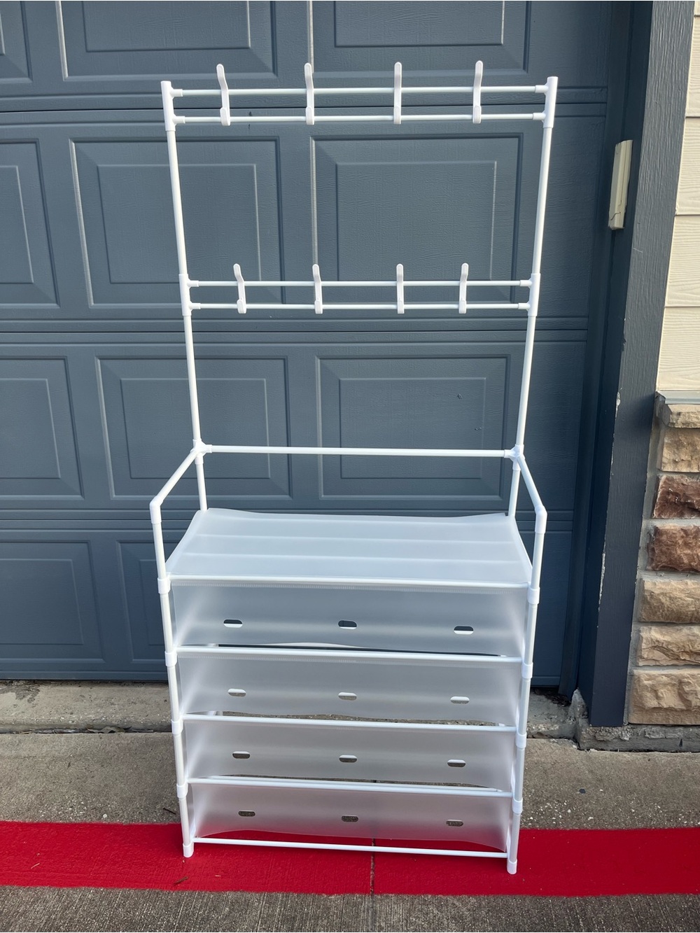White Over-the-Door Storage Organizer with Shelves and Hooks